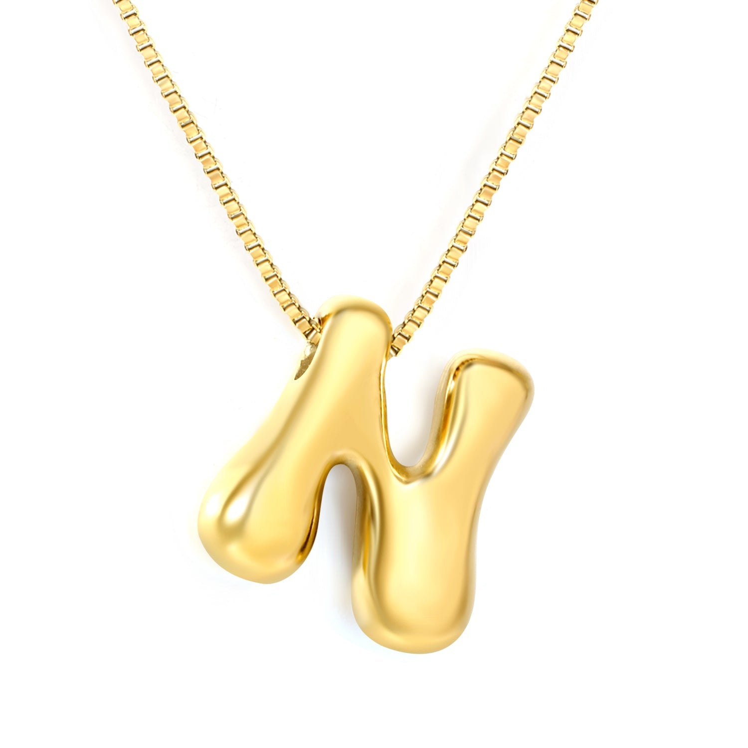 Alphabet Pendant A-Z 1.2 Box 40+5cm + 6mm Round Tail Tag Necklace Gold asonjewelry
